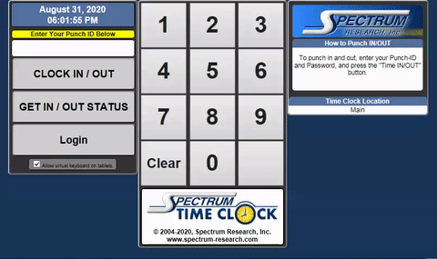 Spectrum TimeClock Punch Interface